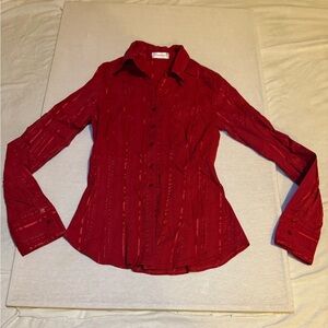 Elegant Red Button-Up Women's Top